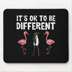 Penguin Its Okay To Be Different Flamingo Men Wome Mouse Pad