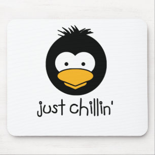 penguin just chillin mouse pad