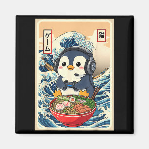 Penguin Kawaii Japanese Ramen Noodle Retro Gaming  Magnet