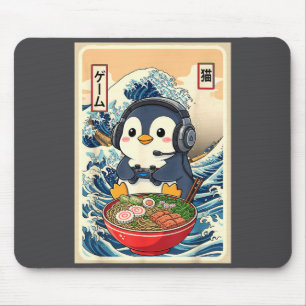 Penguin Kawaii Japanese Ramen Noodle Retro Gaming Mouse Pad