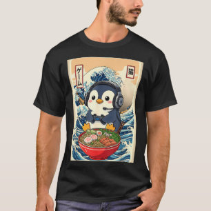 Penguin Kawaii Japanese Ramen Noodle Retro Gaming T-Shirt