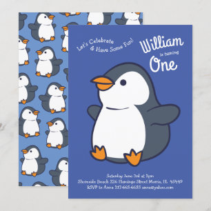 Penguin Kids Birthday Party Invitation