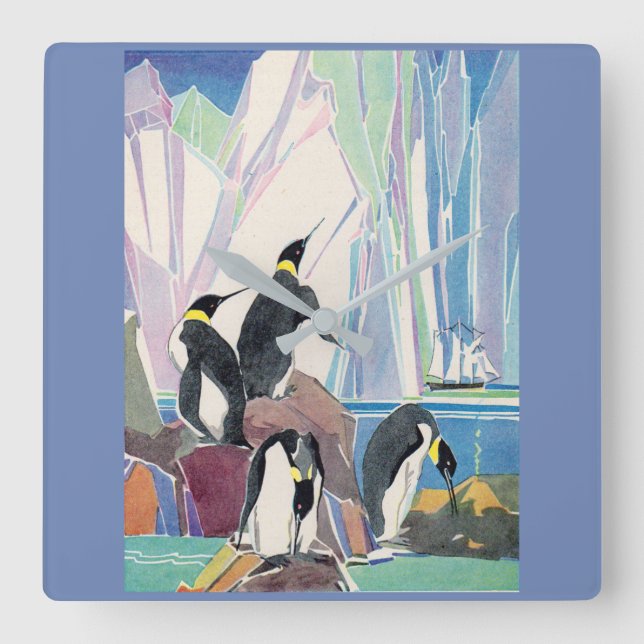 penguin land square wall clock (Front)