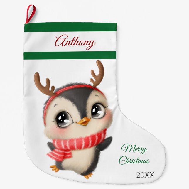 Penguin Large Christmas Stocking (Front)