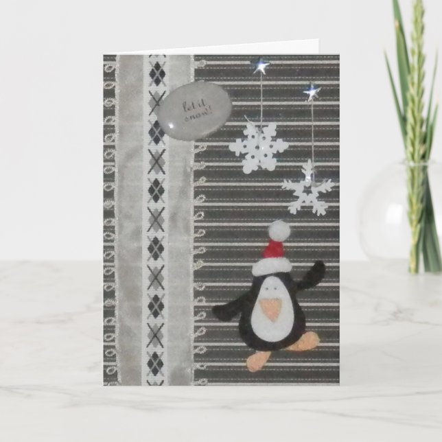 Penguin Let it Snow! Holiday Greeting Card Yule (Front)
