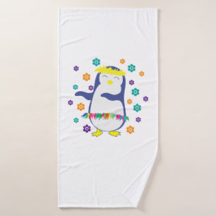 Penguin likes to dance for his life bath towel