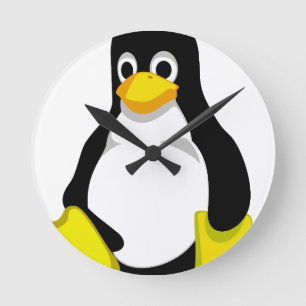 Penguin Linux Tux Round Clock