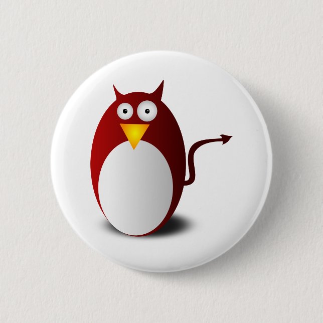 Penguin Linux Tux Ubuntu Devil Evil Demon 6 Cm Round Badge (Front)