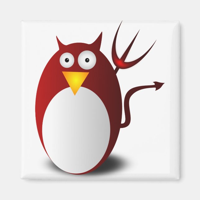 Penguin Linux Tux Ubuntu Devil Trident Lucifer Magnet (Front)