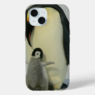 Penguin Looking at Chick iPhone 15 Case