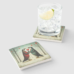 Penguin Love 2 Stone Coaster