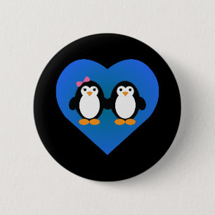Penguin Love 6 Cm Round Badge