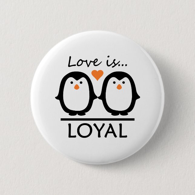 Penguin Love 6 Cm Round Badge (Front)