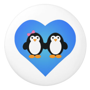 Penguin Love Ceramic Knob