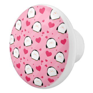 Penguin Love Ceramic Knob