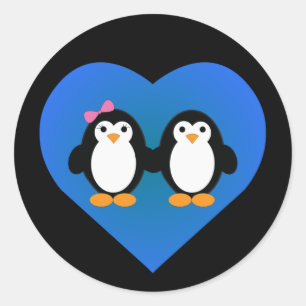 Penguin Love Classic Round Sticker