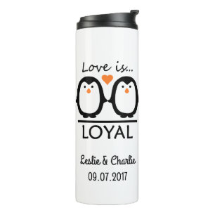 Penguin Love custom names & date tumbler