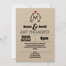 Penguin Love Engagement Invitation