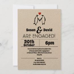 Penguin Love Engagement Invitation