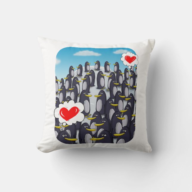 Penguin Love for Valentines  Cushion (Front)