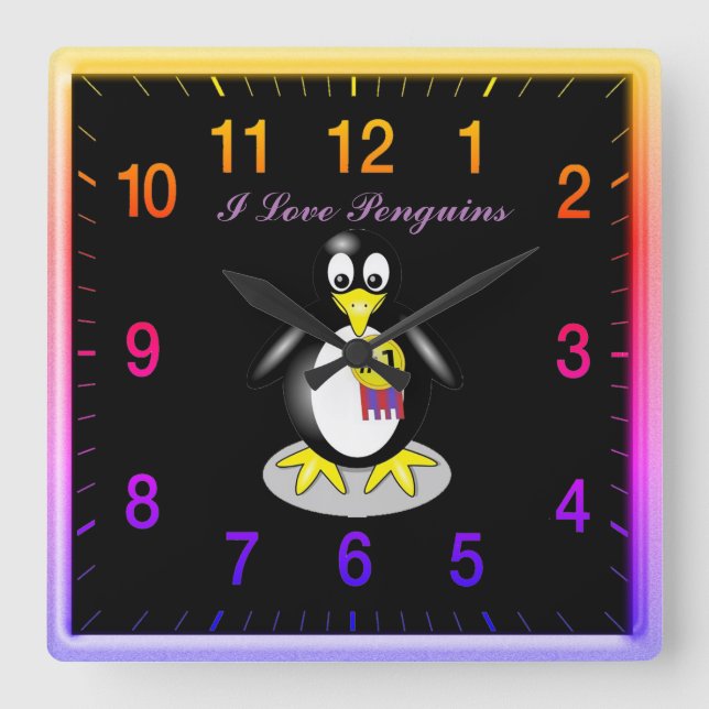 Penguin Love Gold Clock (Front)