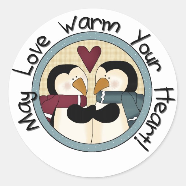 Penguin Love Holiday Tshirts and Gifts Classic Round Sticker (Front)