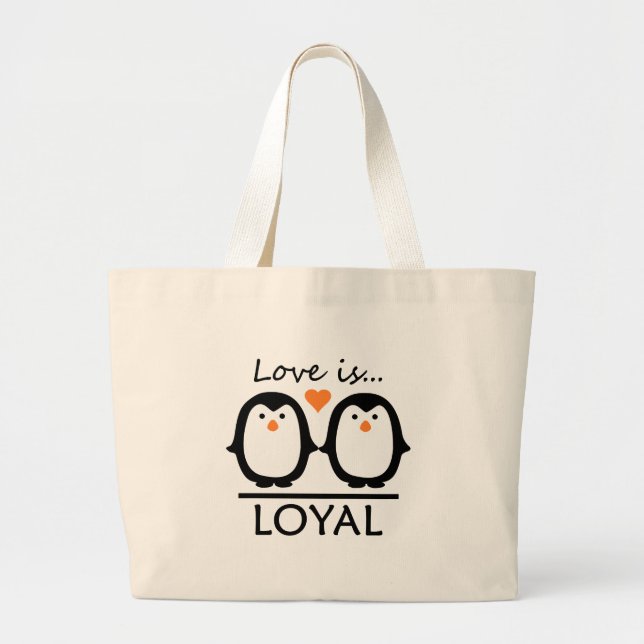 Penguin Love Large Tote Bag (Front)