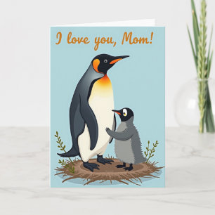 Penguin Love Moms Day Greeting Card