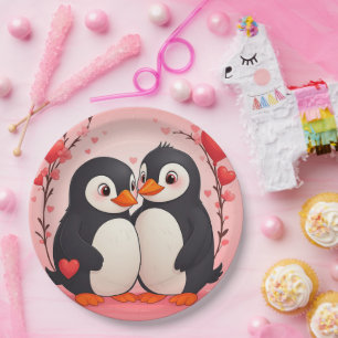 Penguin Love Paper Plates