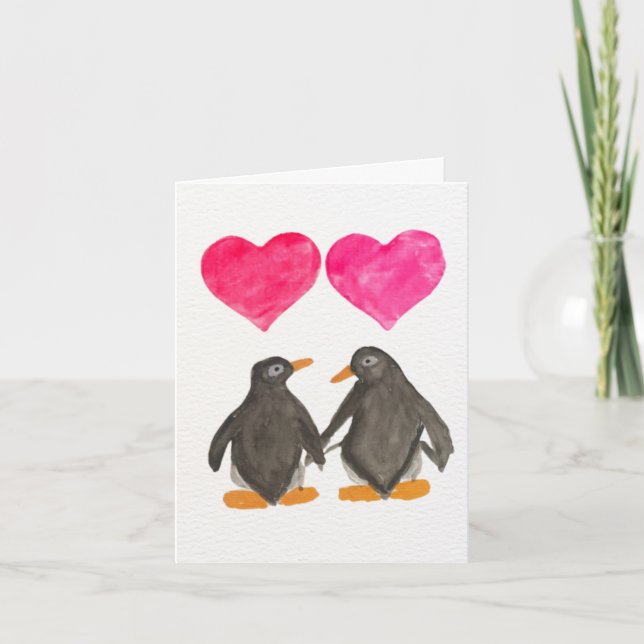 Penguin Love Valentine's Day Card (Front)