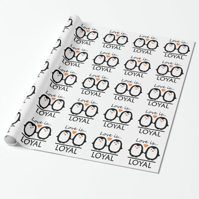Penguin Love wrapping paper (Unrolled)
