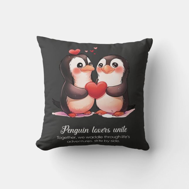Penguin Lovers - Valentines Day special Cushion (Front)