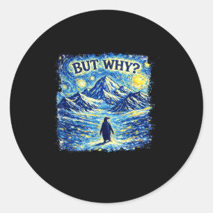 Penguin meme saw heading straight penguin but why classic round sticker