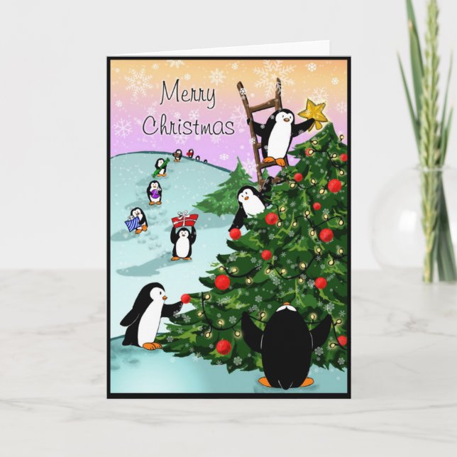 Penguin Merry Christmas Holiday Card (Front)