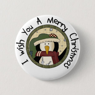 Penguin Merry Christmas T-shirts and Gifts 6 Cm Round Badge