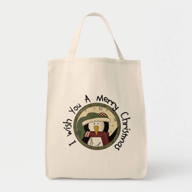 Penguin Merry Christmas T-shirts and Gifts Tote Bag (Front)