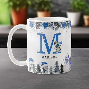 Penguin Monogram Name Christmas Coffee Mug