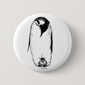 Penguin mother and chick 6 cm round badge
