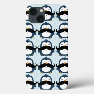 Penguin Moustache Trend Pattern iPhone 13 Case