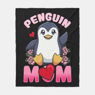 Penguin Mum Gift For Owner Penguin Mum Fleece Blanket