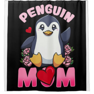 Penguin Mum Gift For Owner Penguin Mum Shower Curtain