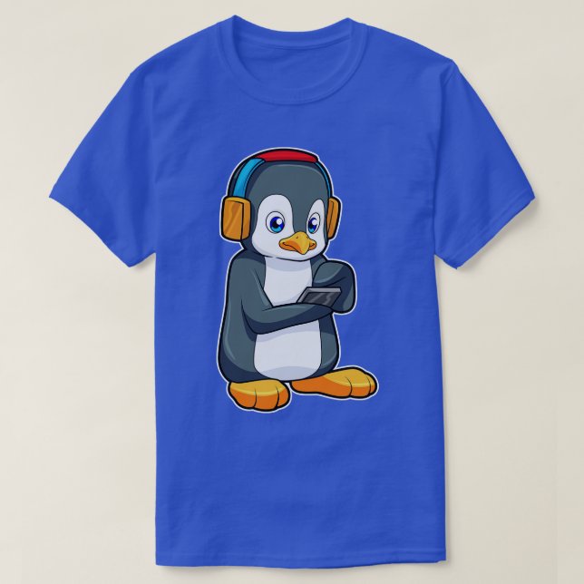 Penguin Music Headphone 2 T-Shirt (Design Front)