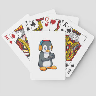 Penguin Music Headphone Playing Cards
