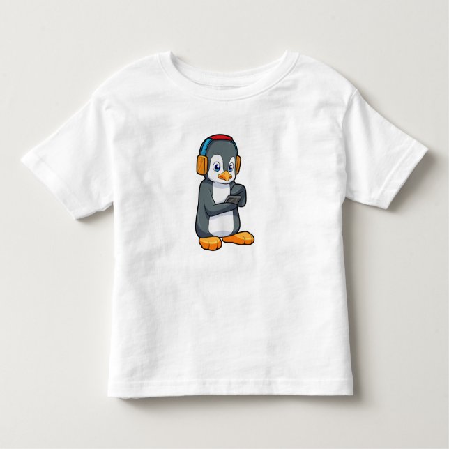 Penguin Music Headphone Toddler T-Shirt (Front)