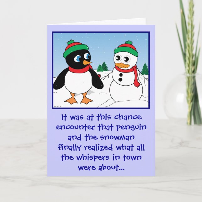 'Penguin n Snowman' Holiday Card (Front)