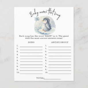 Penguin - Name that song baby shower game