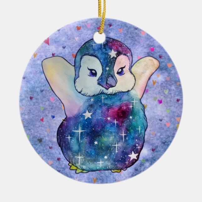 Penguin named Button Ceramic Ornament (Front)