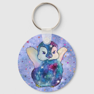 Penguin named Button Key Ring