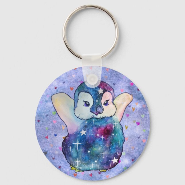 Penguin named Button Key Ring (Front)