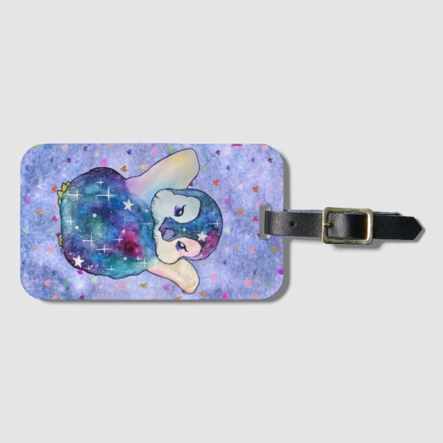 Penguin named Button Luggage Tag (Front Horizontal)
